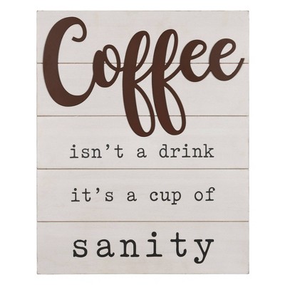 Coffee is a Cup of Sanity Wood Wall Art - Stratton Home Décor