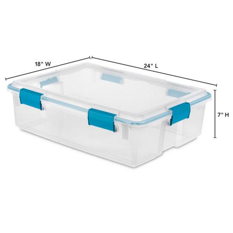 Sterilite Multipurpose Plastic Under-Bed Storage Tote Bins with Secure Gasket Latching Lids for Home Organization, 6 of 8