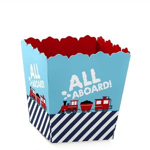 Big Dot of Happiness Railroad Party Crossing - Party Mini Favor Boxes - Steam Train Birthday Party or Baby Shower Treat Candy Boxes - Set of 12 - 1 of 4
