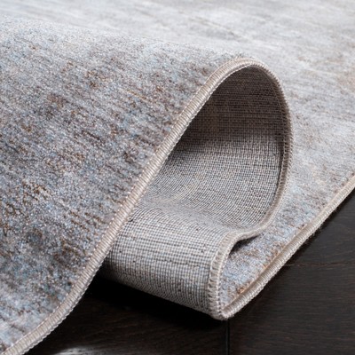 Gray and Blue Synthetic Flat Woven Rectangular Area Rug 5' x 7'