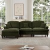 L-Shaped Sectional Sofa with Flared Arms, Removable Ruffles Pleats Skirts & Spindle Legs, Chenille Deep Seat Couch with Movable Ottoman - 4 of 4