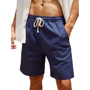 COOFANDY Men's Linen Shorts Casual Elastic Waist Drawstring Summer Beach Shorts - 1 of 4
