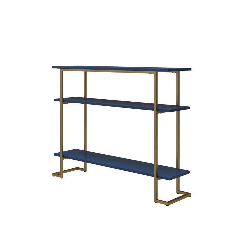 RealRooms Olten Console Sofa Table with 3 Open Shelves and Gold Metal Frame, 1 of 5
