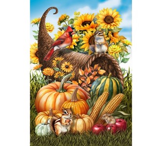 Briarwood Lane Fall House Flag 40x28 For Outdoor Cornucopia and Critters For Fall House Flag - 1 of 4