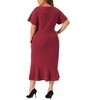 Agnes Orinda Women's Plus Size Wrap V Neck Flutter Short Sleeve Cocktail Party Bodycon Dresses - 4 of 4