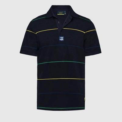 Ayrton Senna F1 Men's Stripe Polo Shirt