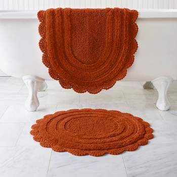 BrylaneHome Oval Crochet Bath Rug Collection Bath Mat