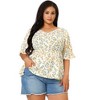 Agnes Orinda Women's Plus Size Floral Ruffle Smock Sleeve V Neck Summer Peplum Blouses - 4 of 4