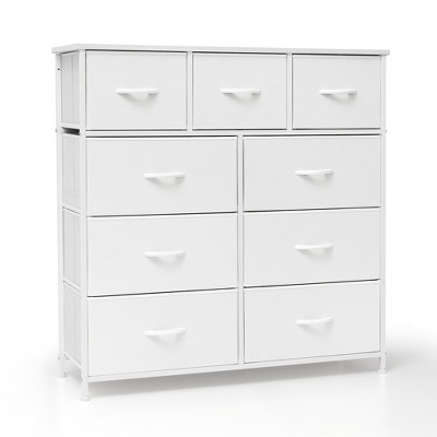 Pellebant Home Extra Wide Closet Dresser Storage Tower Organizer Unit 9 Drawers Dresser for Bedroom Clothes with Steel Frame Wood Top