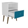 Gulches 18" Aqua Blue & White Nightstand, 1 Drawer & Open Cubby, Solid Wood Legs & Metal Handle, Sturdy Particle Board Side Table - 4 of 4