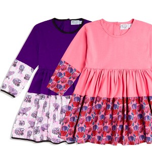 The Pink Picket Fence Twirl Dress Set of 2 – Soft Cotton Dresses in Pink Floral & Purple Hippo – Sensory-Friendly - 1 of 4