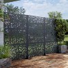 PexFix 72 in. x 47 in. Black Metal Freestanding Privacy Screen Garden Fence For Deck Patio Balcony Outdoor Privacy Panel Foliage Pattern - 4 of 4