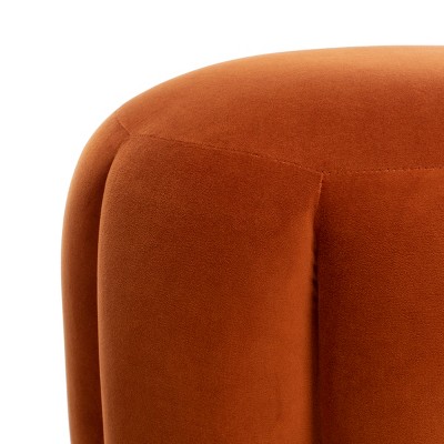 Maxine 19'' Orange Velvet Round Tufted Ottoman with Gold Base