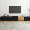 HDZNVF TV Stand with Faux Marble and Walnut Wood Grain Finish for TVs up to 88 inch, Black - 2 of 4