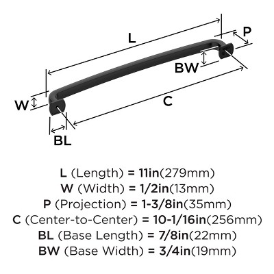 Matte Black 10-1/16" Modern Industrial Cabinet Pull