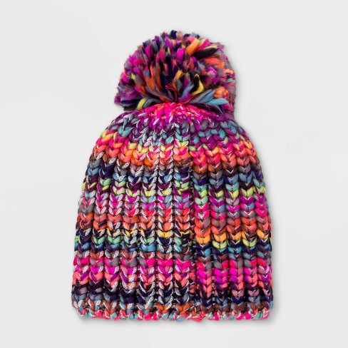 Girls Rainbow Sparkle Chunky Knit Beanie Cat Jack One Size Target