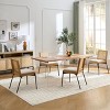 GDFStudio Becher Mid-Century Modern Rubber Wood and Linen Upholstered Dining Chair with Rattan Backrest (Set of 2) - 4 of 4