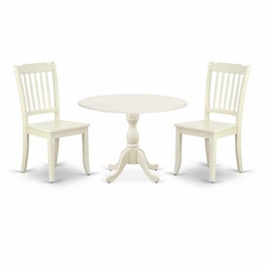3-Piece Linen White Finish Solid Wood Top - Dining Room Set  - Seats 4 - 1 of 4