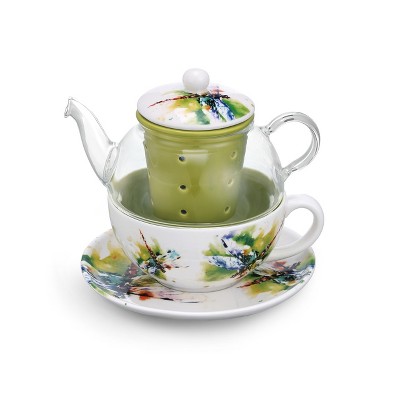 DEMDACO Dragonfly Tea Pot Set 14 ounce - Green