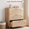 3 Drawer Rattan Nightstand for Bedroom, Rattan Dresser Modern Wood Chest of Drawers with Spacious Storage for Bedroom Hallway LivingRoom, Natural - 3 of 4