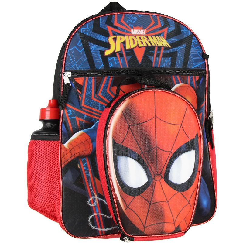 Marvel Spider-Man Backpack Kids 16" 5PC Water Bottle School Combo Set Multicoloured, 2 of 5