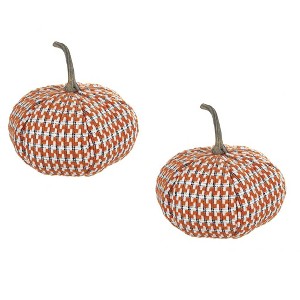 Gulches Series Multicolored Shatterproof Grid Pumpkin Harvest Festival Ornament - 1 of 4