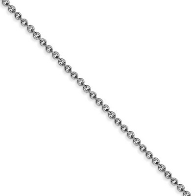 Black Bow Jewelry 1.6mm, 14k White Gold Solid Link Cable Chain Necklace