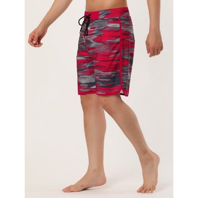 INSPIRE CHIC Men's Summer Drawstring Waist Contrast Color Printed Swim Shorts Red 32 — фото 2