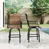 Set of 2 Outdoor Swivel Bar Stools with Armrests, Bar Height Patio Chairs with Steel Frame for Balcony, Poolside - 3 of 4