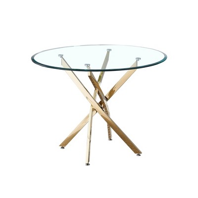 NicBex Modern 36Inch Round Dining Table with Tempered Glass Tabletop and Stainless Steel Legs