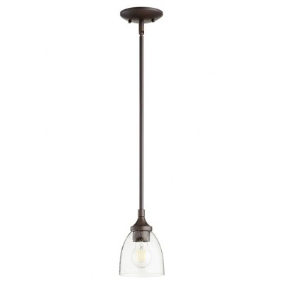 Quorum Lighting Enclave 1-Light Mini Pendant, Oiled Bronze, 5.5W, 7H, Stem Hanging, Glass, 100W, Dry Rated