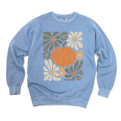 Simply Sage Market Women's  Garment Dyed Graphic Sweatshirt Retro Fall Flowers