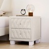 Lyngins Velvet Nightstand with 2 Drawers & Crystal Knob Handles, Storage Bedside Table with Button-Tufted, End Table for Living Room, Side Table - 3 of 4