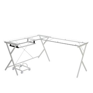 62" Dazenus Desks Clear Glass Top & White Finish - Acme Furniture: Modern Office Furniture with Wooden Base - 1 of 4