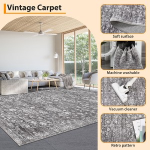 Large Area Rug 8x10 Living Room Carpet with Anti-Slip Backing, Low Pile Vintage Pearl Velvet Rug, Machine Washable Non-Shedding Soft Rug for Bedroom, - 1 of 4