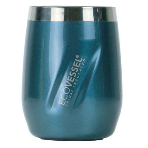 Wine Tumbler Insulated with Lid Blue Sparkle Stemless Wine Glass Tumbler  Cup