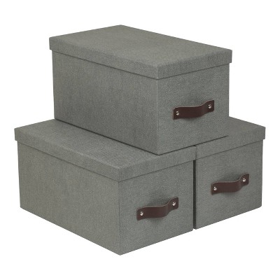 Set of 3 Silvia Canvas Media Box Gray - Bigso Box of Sweden