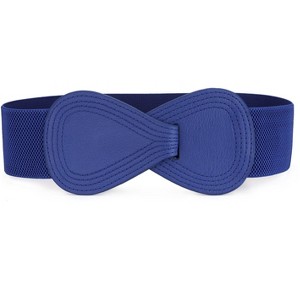 INSPIRE CHIC Women's Interlock 8-shaped Faux Leather Buckle Elastic Belt 1 Pc - 1 of 4