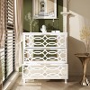 FUFU&GAGA 3-Drawers White Wood Mirrored Paint Nightstands Bedside Table - image 2 of 4