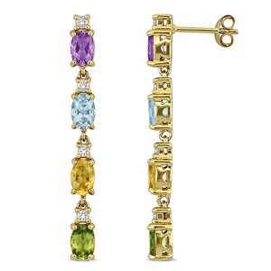 EVERLY JEWELRY | Yellow Plated Sterling Silver 4.18 CT TGW Amethyst Blue Topaz Citrine Peridot & White Topaz Fashion Earrings - 1 of 4
