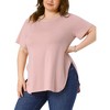 Agnes Orinda Women's Plus Size Side Split Hem Round Neck Short Sleeve Summer Casual T-Shirts - 2 of 4