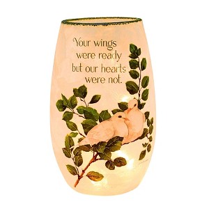 Stony Creek 5.25 In Dove Love Pre-Lit Small Vase Lighted Glass Accent , Bereavement Bereavement Birds Remembrance (1PC) - 1 of 4
