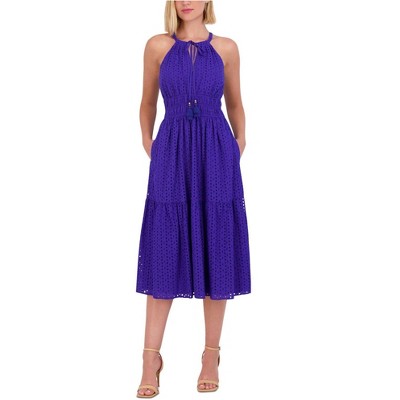 Vince Camuto Womens Eyelet Midi Dress
