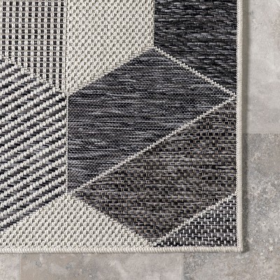 Imogene Gray Geometric Synthetic Indoor/Outdoor Area Rug