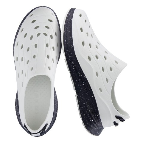 CUSHIONAIRE Fuel EVA Recovery Shoes for Men, Lightweight Slip On Waterproof Shoes with Cushioned Footbed and Ventilated Design, IVORY/BLACK 8