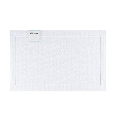 White Cotton Bath Rug with Textured Weave, 20x32