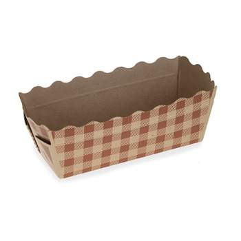 Welcome Home Brands BT8143 Disposable Check Paper Mini-Loaf Baking Pan, 4 Ounce Volume, 3.2 Inch x 1.2 Inch x 1.4 Inch High - Pack of 50