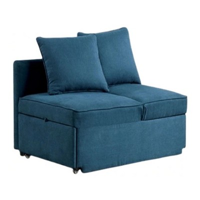 Royal Hampton Modular Convertible Chair Futon, Teal Blue Fabric, Seat w Storage, 2 Pillows