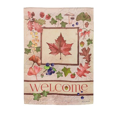 Evergreen Welcome Fall Leaf Suedes Garden Flag 12 x 18 Inches Indoor Outdoor Decor