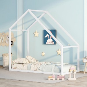 KIGFTSOD Twin Size Metal House Bed Kids Bed - 1 of 4